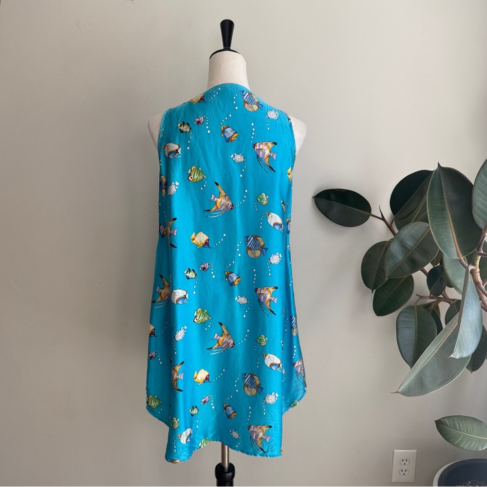 Vintage Silk Shades Fish Print Silk Nightgown S - Picture 6 of 8